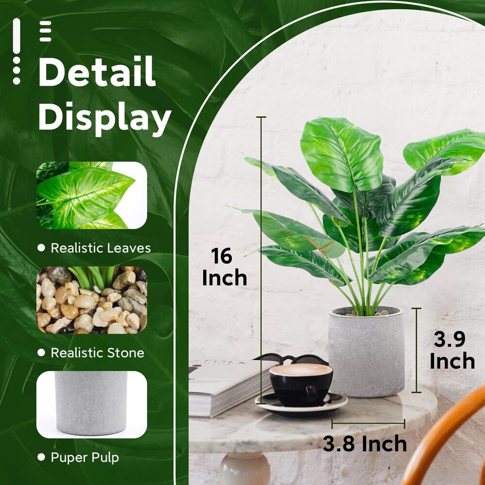 9912 Bundle of 2 Pack Artificial Potted Faux Plants and 2 Pack Plants - Picture 3 of 9